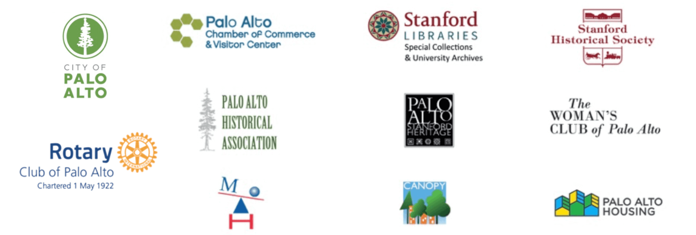 Logos of sponsors of the Palo Alto History Museum