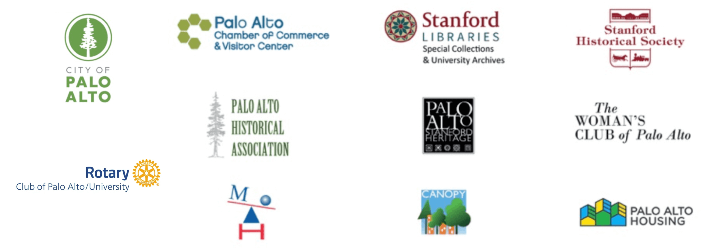 Logos of sponsors of the Palo Alto History Museum